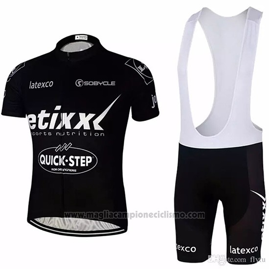 2018 Abbigliamento Ciclismo Etixx Quick Step Nero Manica Corta e Salopette